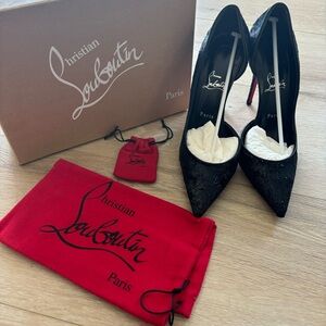 Black Glitter and Pony Hair Izra Christian Louboutins
